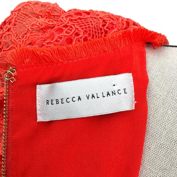 Rebecca Vallance Orange Lace Short Puff Sleeves Knee Length Crew Neck Dress 6 - Picture 4 of 6